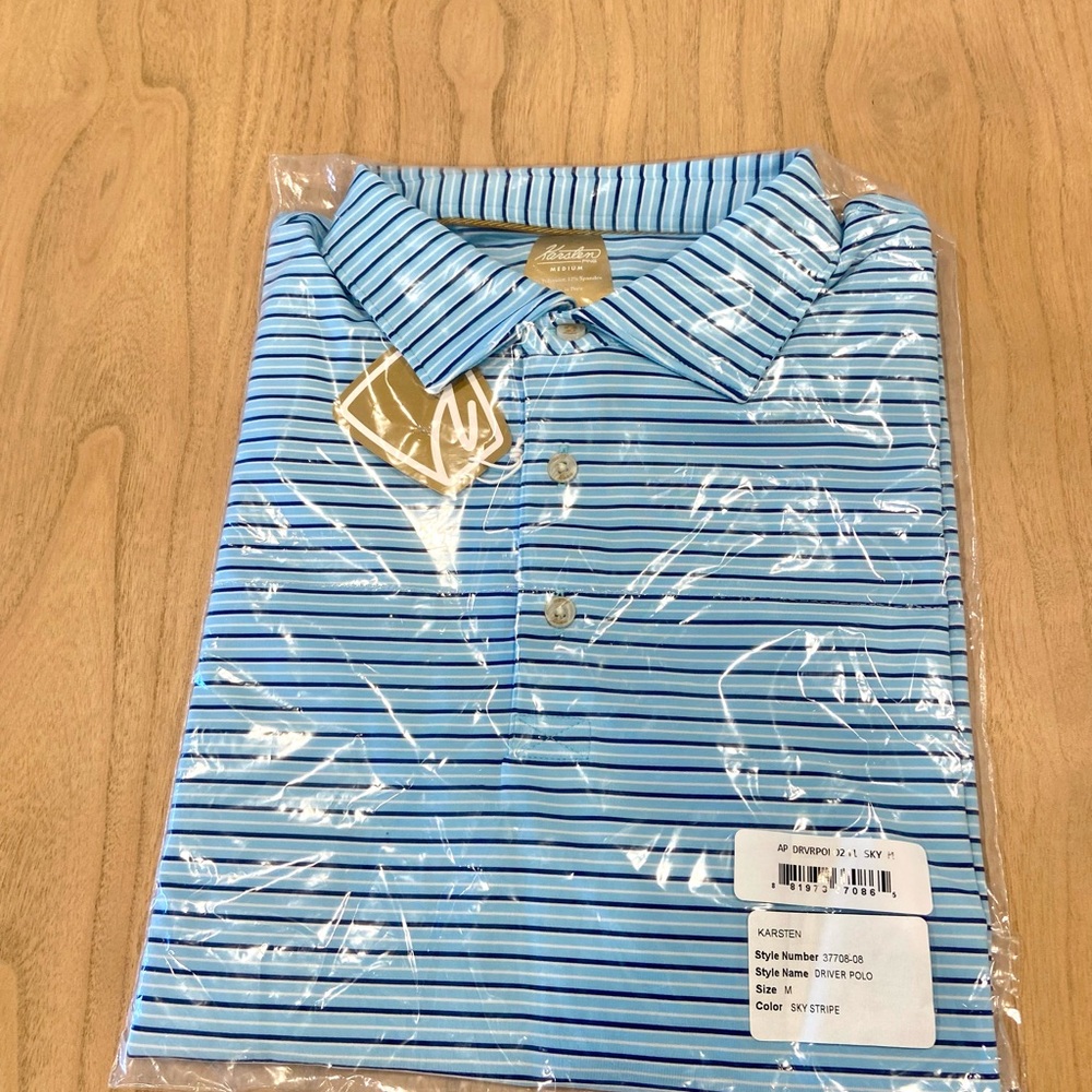 PING Karsten Blue Striped Polo Shirt MEDIUM